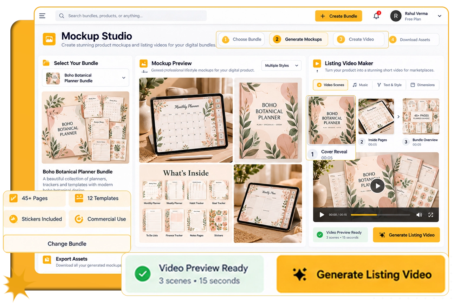 Mockup Studio and listing videos