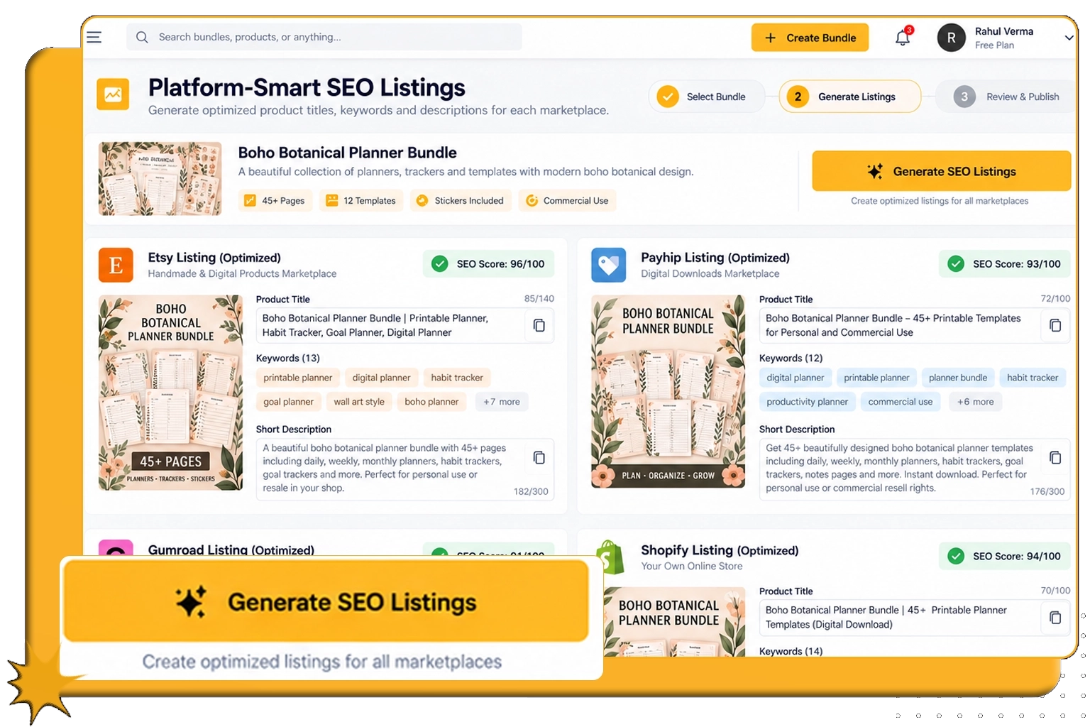 Marketplace SEO listings